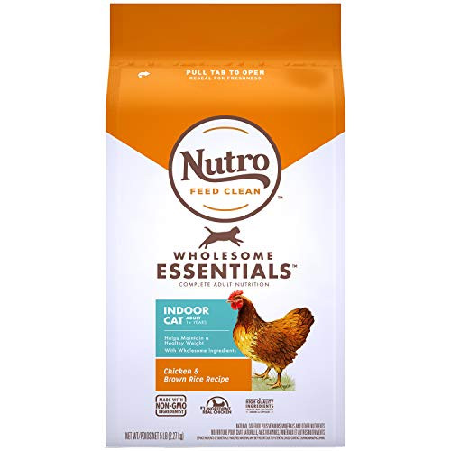 NUTRO WHOLESOME ESSENTIALS Natural Dry Cat Food Indoor Cat Adult Chicken   Brown Rice Recipe Cat Kibble 5 lb Bag