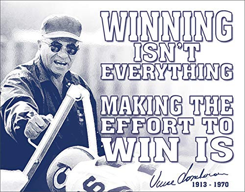 Desperate Enterprises Vince Lombardi   Winning Tin Sign 16  W x 125  H