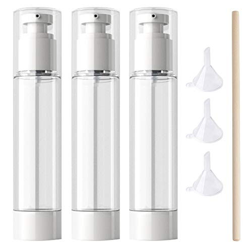 50ML   17oz 3pcs Transparent Ounce Empty PS Plastic Airless Vacuum Pump Press Bottle Jar Pot Vial Container For Cosmetic Makeup Serums Cream Lotion Travel Toiletries Liquid Toner Sample