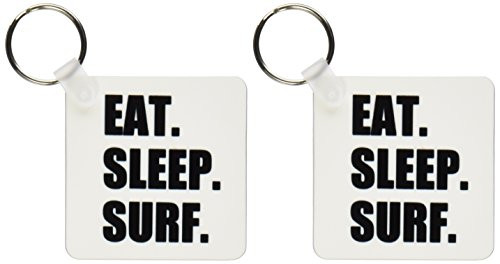3dRose Eat Sleep Surf   fun surfing enthusiast   surfer passion   black text   Key Chains 225 x 45 inches set of 2  kc 180446 1