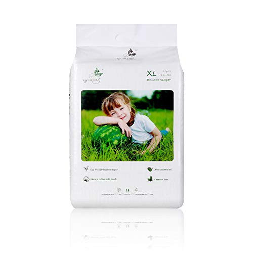 ECO BOOM Baby Bamboo Biodegradable Disposable Diapers Infant Eco Friendly Nappies Natural Soft Hypoallergenic Diapers for Baby Size XLarge 62 Count Pack