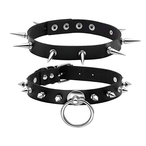 Eigso Vintage Rock Punk Collar Choker Necklace for Women Men PU Leather Gothic with Rivet Adjustable
