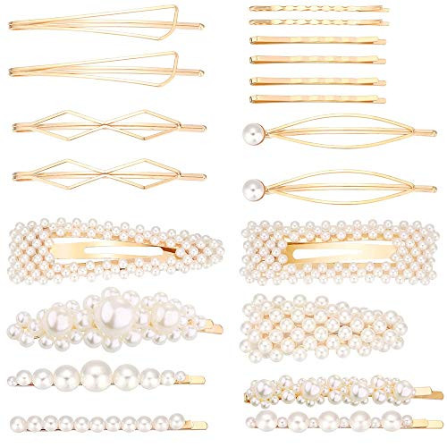 Envysun 20 Pieces Artificial Pearls Hair clips Hairpins Handmade Decorative Wedding Bridal Gold Hairpins Barrette Hair Accessories for Women Ladies Girls