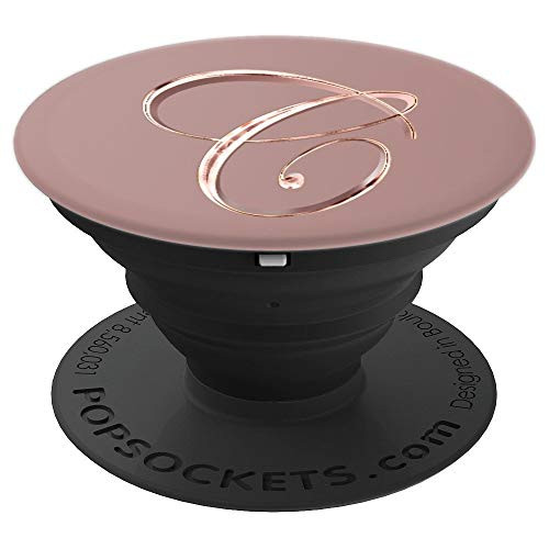 Rose Gold Monogram Initial Capital Letter C PopSockets Grip and Stand for Phones and Tablets