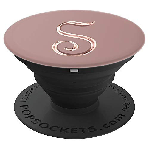 Rose Gold Monogram Capital Letter Initial S PopSockets Grip and Stand for Phones and Tablets