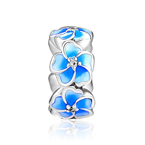 CKK Flower Charm Fit Pandora Bracelet Purple Enamel Plumeria Spacer Bead Charms for Bracelets DIY Women Jewelry 925 Sterling Silver Blue CKK Flower Charm Fit Pandora Bracelet Purple Enamel Plumeria Spacer Bead Charms for Bracelets DIY Women Jewelry 925 Sterling Silver Blue