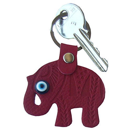 Elephant Evil Eye Keychain Keyring syntheticleather decorative Turkish   Greek   Jewish   Christian Handmade ornament  Red