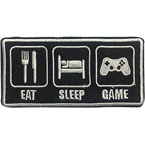 Video Games Eat Sleep Game   Sew Iron on Embroidered Original Artwork   Patch   18  X 36