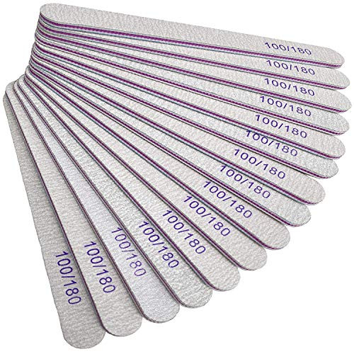 Hulless Nail Files 25 Pcs Double Sided Emery Board 100 180 Grit Nail Buffering Files for Home and Salon Use 69 Inch