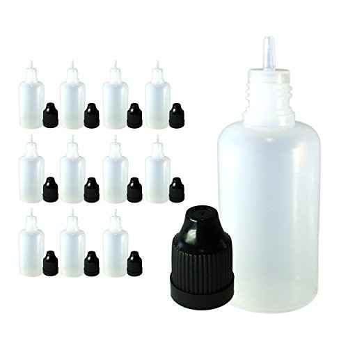 510 Central 30mL LDPE Plastic Thin Tip Dropper Bottles  12 Pack Black Caps