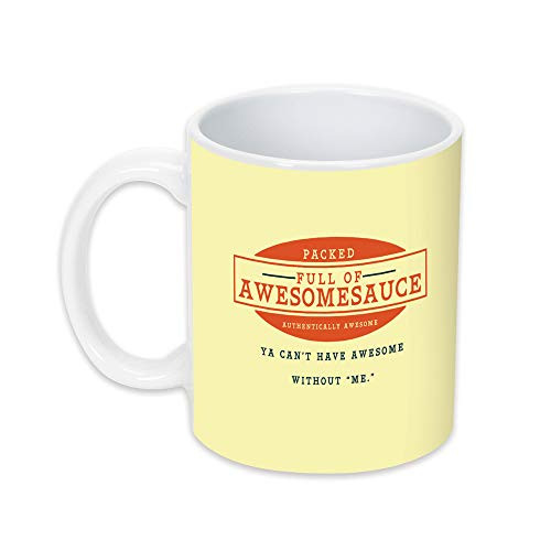 Elanze Designs Packed Full of Awesomesauce on Yellow 11 Ounce Ceramic Stoneware Coffee Mug