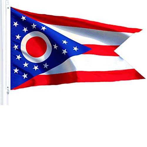 G128 Ohio State Flag 150D Quality Polyester 3x5 ft Printed Brass Grommets Flag Indoor Outdoor   Much Thicker More Durable Than 100D 75D Polyester