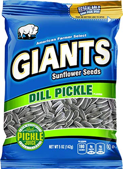 GIANTS Sunflower Seeds Dill Pickle flavor 5 Ounce Bags Pack of 12 GIANTS Sunflower Seeds Dill Pickle flavor 5 Ounce Bags Pack of 12