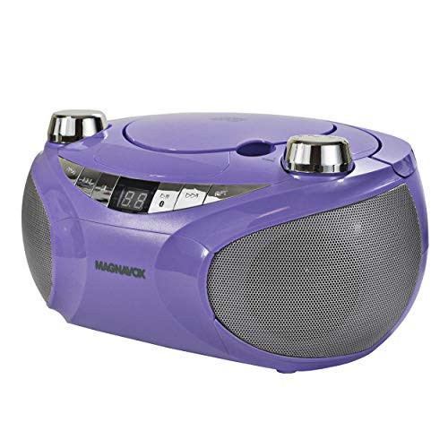 MAGNAVOX MD6949 PL Portable Top Loading CD Boombox with AM FM Stereo Radio and Bluetooth Wireless Technology in Purple   CD R CD RW Compatible   LED Display