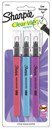 Sharpie Clear View Highlighter Stick Chisel Tip Assorted Fluorescent 3 Pack  1964664