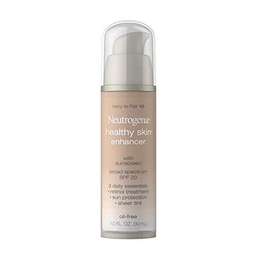 Neutrogena Healthy Skin Enhancer Sheer Face Tint with Retinol   Broad Spectrum SPF 20 Sunscreen for Younger Looking Skin 3 in 1 Daily Enhancer Non Comedogenic Ivory to Fair 10 1 fl oz
