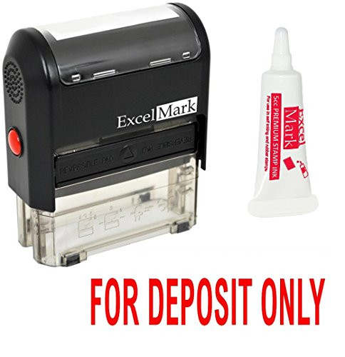 ExcelMark for Deposit ONLY Self Inking Rubber Stamp   Red Ink with 5cc Refill Ink