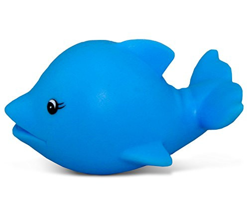 DolliBu Dolphin Bath Buddy Squirter   Floating Blue Dolphin Rubber Bath Toy Fun Water Squirting Bathtime Play for Toddlers Cute   Soft Sea Life Animal Toy for The Bathtub Beach and Pool for Kids