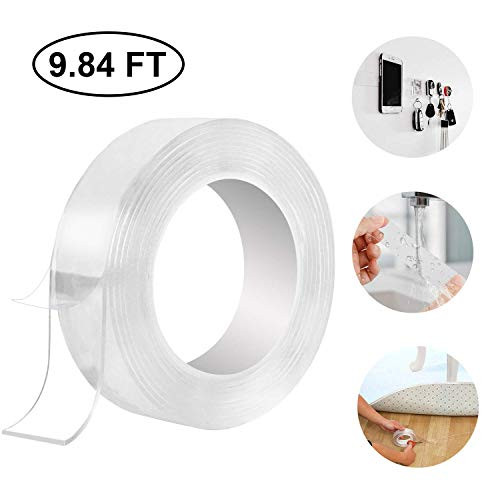 Traceless Washable Adhesive TapeReusable Clear Double Sided Anti Slip Nano Gel PadsRemovable Sticky Strips Grip  3M 984ft