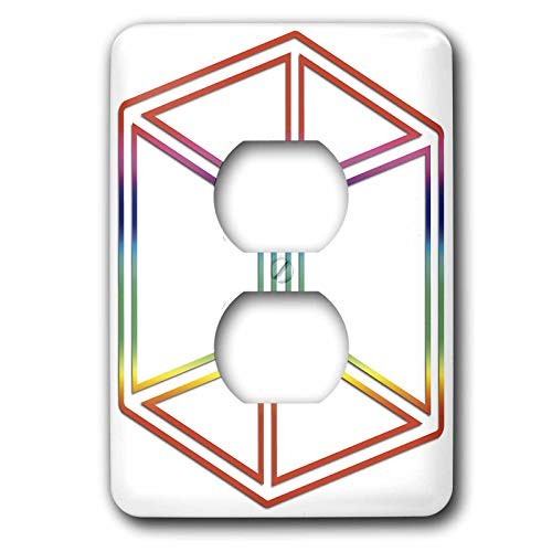 3dRose lsp 24271 6 Escher S Impossible Cube Glowing On White Background 2 Plug Outlet Cover