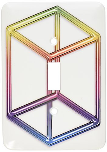 3dRose lsp 24270 1 Escher s Impossible Cube rainbow on white background Toggle Switch Multi Color