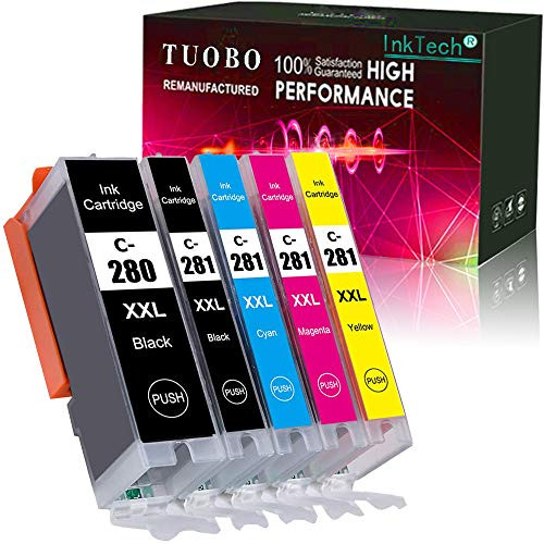 Tuobo Ink Cartridge Replacement for PGI 280XXL CLI 281XXL PGI 280 XXL CLI 281 XXL for PIXMA TR7520 TR8520 TS6120 TS6220 TS8120 TS8220 TS9120 TS9520 TS9521C Printer  1Set Without Photo Blue