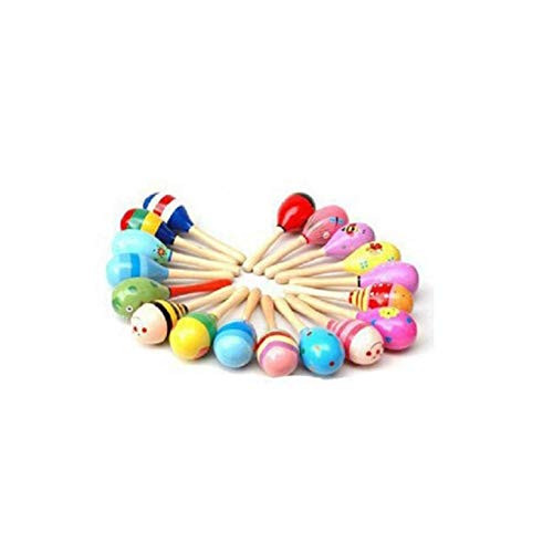 UDTEE 12PCS Mini Wooden Fiesta Maracas(Colors Vary)