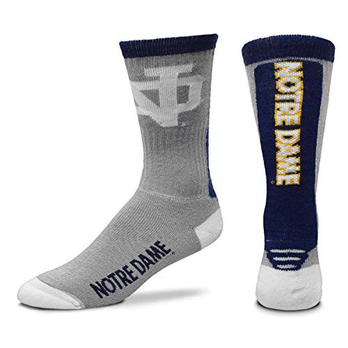 For Bare Feet NCAA Mens Cool Gray Jump Key Crew Socks Notre Dame Fighting Irish Large 10 13