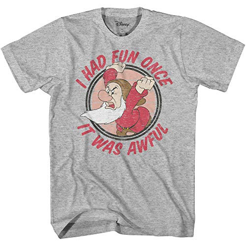 Disney I Had Fun Once Grumpy Dwarf Snow Heather Grey Mens T Shirt Heather GreySmall