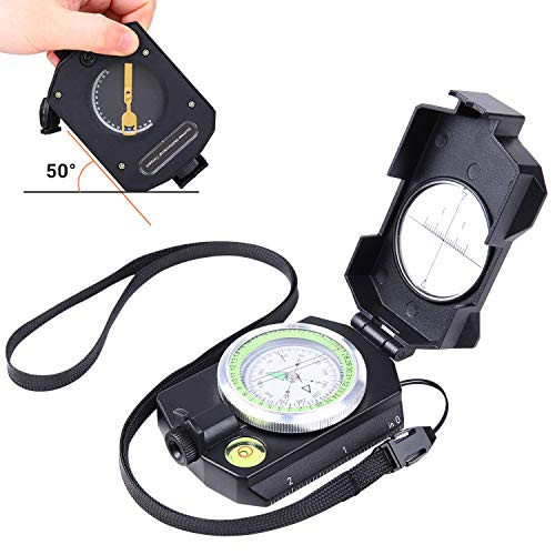 Sportneer Multifunctional Survival Sighting Compass with Inclinometer Distance Calculator Military Lensatic Waterproof Compasses for Camping Hiking Backpacking Boy ScoutNavigation Boating