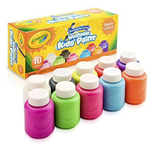 Crayola; Washable Kids Paint; Art Tools; Neon Colors; 10 ct. of 2 oz. Bottles; 10 Different Bright, Bold Colors Crayola; Washable Kids Paint; Art Tools; Neon Colors; 10 ct. of 2 oz. Bottles; 10 Different Bright, Bold Colors