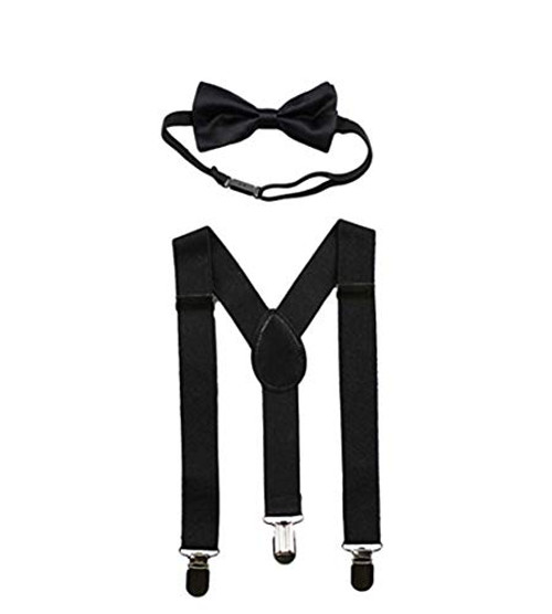 Baby Suspenders and Bow Tie Set Kids Suspender Bowtie Sets Adjustable Suspender Set for Boys and Girls Black Baby Suspenders and Bow Tie Set Kids Suspender Bowtie Sets Adjustable Suspender Set for Boys and Girls Black