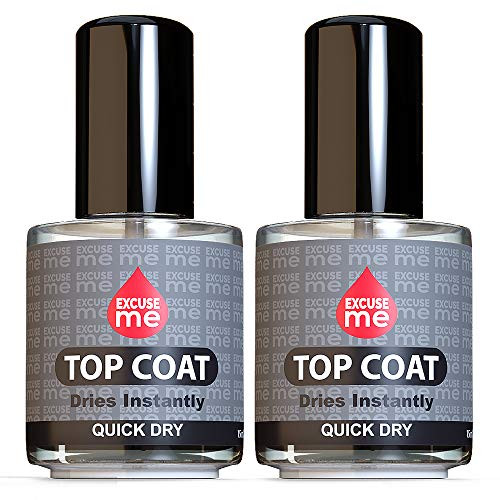 Excuse Me Quick Dry Fast Nail Polish Top Coat 05 oz 15ml  Pack of 2