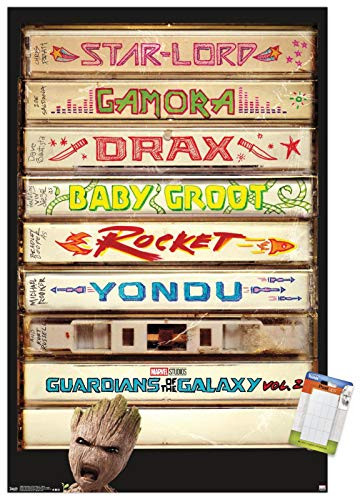 Trends International MCU Poster Mount Marvel Cinematic Universe  Guardians of The Galaxy 2   Tapes 14725  x 22375  Premium Poster   Mount Bundle