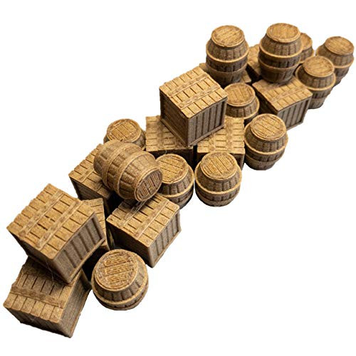 Crates and Barrels Set   28mm Gaming Terrain