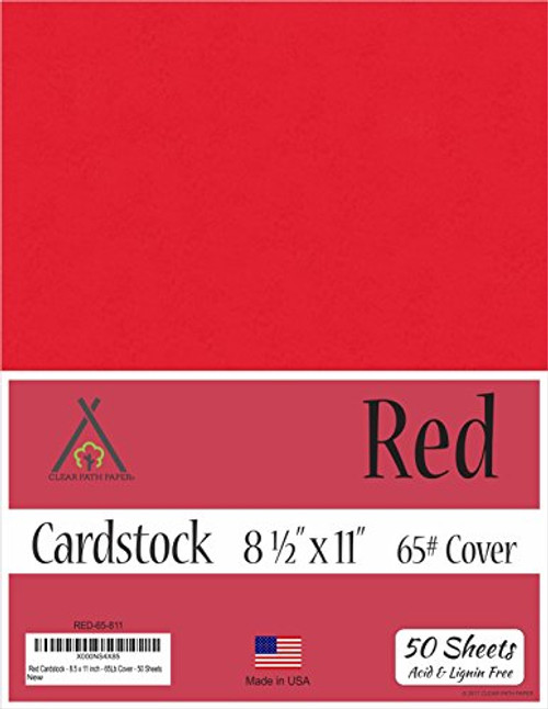 Red Cardstock - 8.5 x 11 inch - 65Lb Cover - 50 Sheets