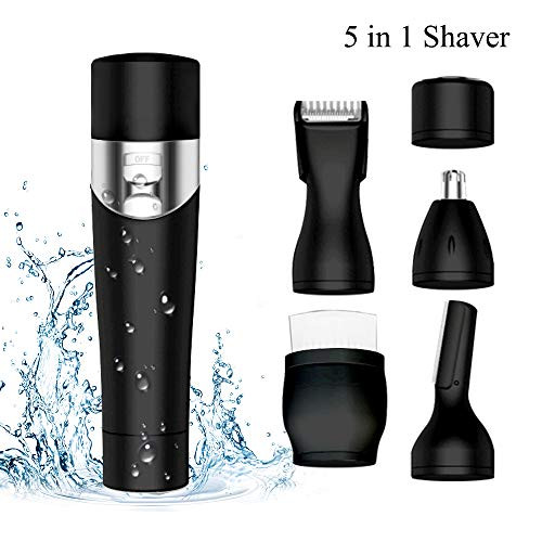 Facial Hair Removal for Women 5 in 1 Painless IPX6 Waterproof Electric Hair Removal Kit Nose Hair Trimmer Eyebrow Trimmer Body Shaver Bikini Trimmer Facial Brush USB Rechargeable Lady Shaver