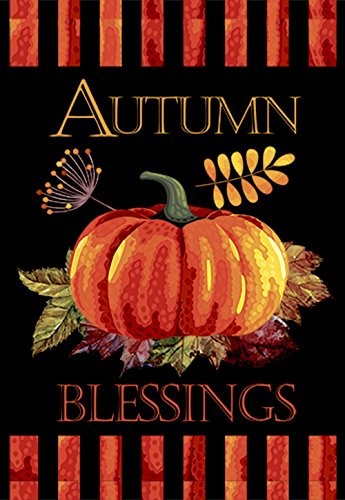 Morigins Fall House Flag with Pumpkin   Autumn Blessings Double Sided Decorative Flag 28x40 Inch