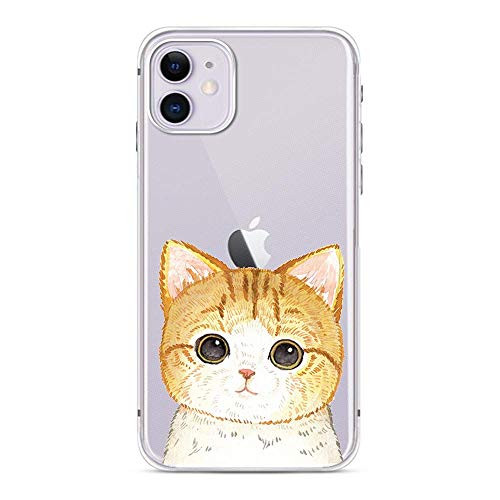 FancyCase Compatible with iPhone 11 New Animal Style Soft Silicone Protective Clear iPhone 11 Case  Orange Kitten