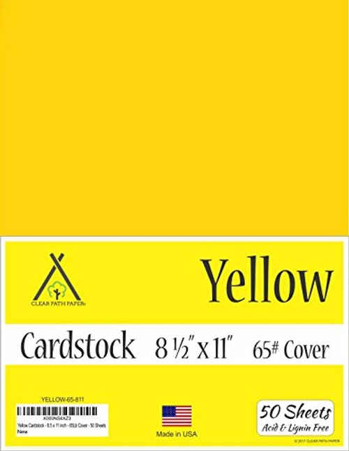 Yellow Cardstock - 8.5 x 11 inch - 65Lb Cover - 50 Sheets