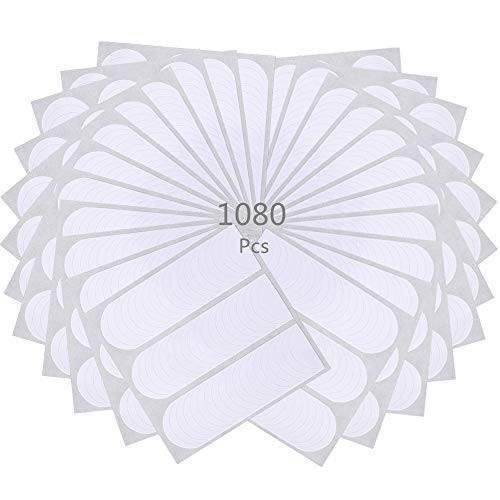 1080 Pcs French Manicure Nail Art Stickers French Tip Guides Stickers French Nail Stickers Form Fringe Guides for DIY Decoration Stencil Tools20 Sheets
