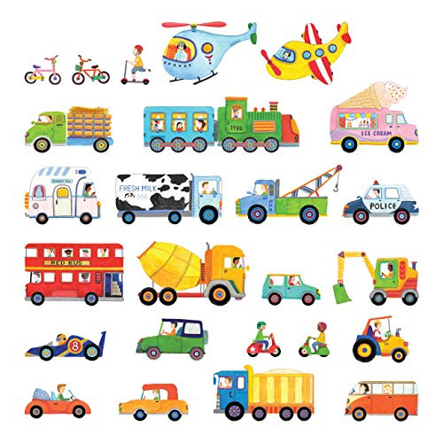 Decowall DS-8015 The Transports Kids Wall Stickers Wall Decals Peel and Stick Removable Wall Stickers for Kids Nursery Bedroom Living Room (Small)