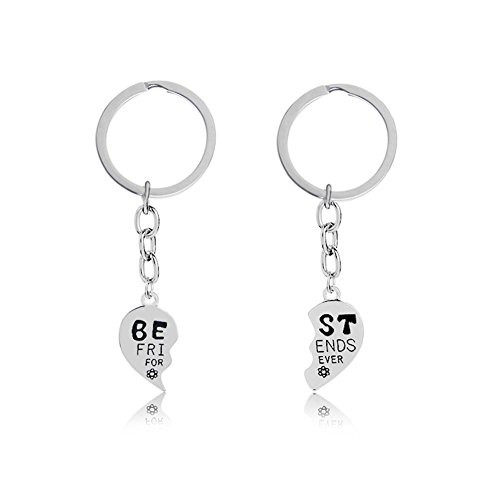 Best Friends Forever Keychain Charm Key Ring Broken Heart Shaped Puzzle BFF Friendship Best Friends Gifts Matching Keychain Birthday Christmas Gifts