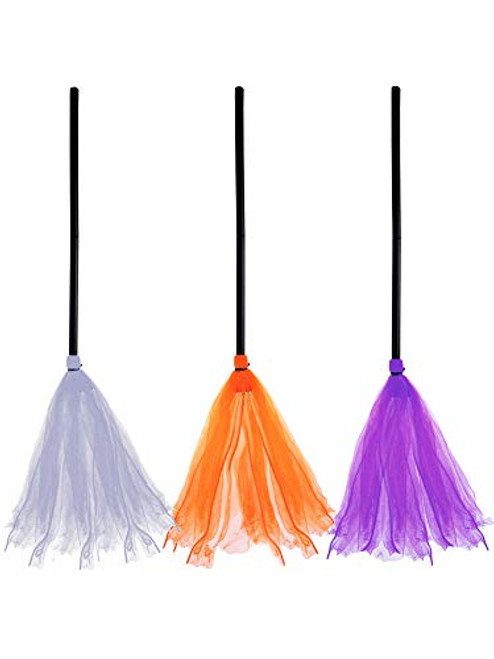 3 Pieces Halloween Cosplay Witch Broom Plastic Kids Broom Props Witch Broom Party Decoration for Halloween Costume Decoration 3 Colors 3 Pieces Halloween Cosplay Witch Broom Plastic Kids Broom Props Witch Broom Party Decoration for Halloween Costume Decoration 3 Colors
