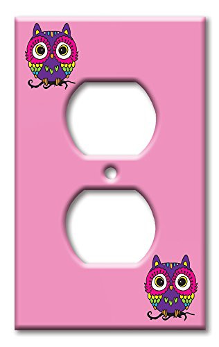 Art Plates brand - Single Gang Outlet Switch / Wall Plate - Pink Owl
