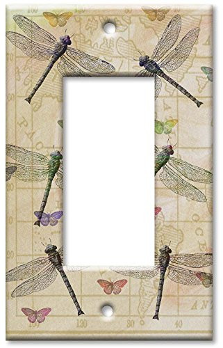 Single Gang Rocker Wall Plate - Dragonflies & Butterflies