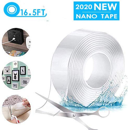 Nano Tape Multipurpose Double Sided Adhesive Tape Heavy Duty Removable Reusable Washable Transparent Traceless Strong Sticky Mounting Tape for Paste Poster Photos Carpet Wall Kitchen Tools  165ft