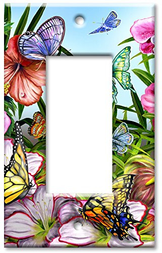 Single Gang Rocker Wall Plate - Blue Butterflies