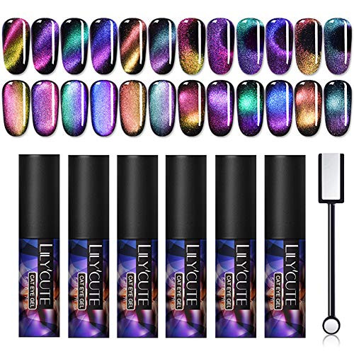 LILYCUTE 9D Cat Eye Gel Nail Polish Auroras Nail Magnetic Glitter UV Gel Soak Off Nail Art Varnish 5ml 6 Bottles LILYCUTE 9D Cat Eye Gel Nail Polish Auroras Nail Magnetic Glitter UV Gel Soak Off Nail Art Varnish 5ml 6 Bottles