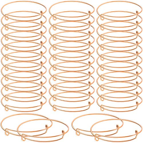 30 Pieces Expandable Bangle Bracelets Adjustable Wire Blank Bangles Metal Bracelets for DIY Jewelry Making  Gold